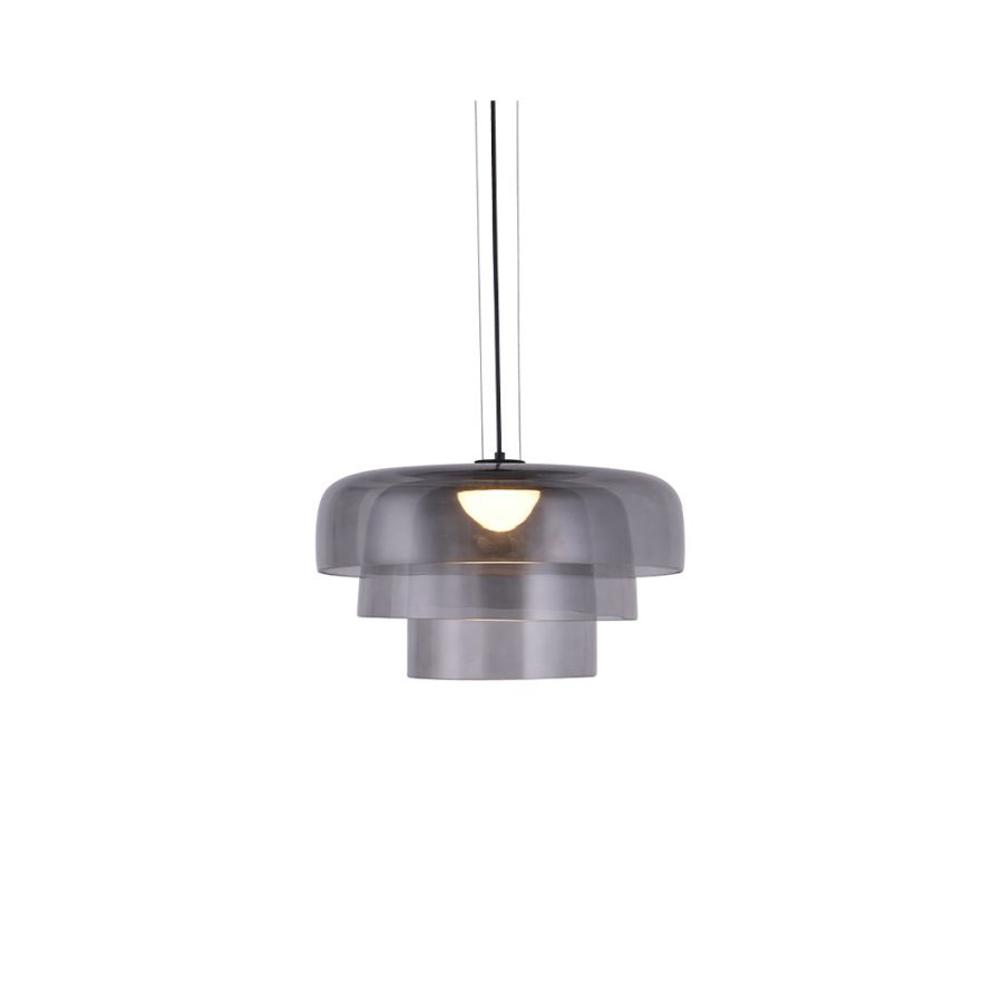 Κρεμαστό Φωτιστικό LED 12W 3000Κ απο φιμέ γυαλί D:42x23cm 4068-Smoky